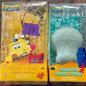 Wet n Wild SpongeBob Eyelash Curler & Squidward Makeup Sponge Set New in Package